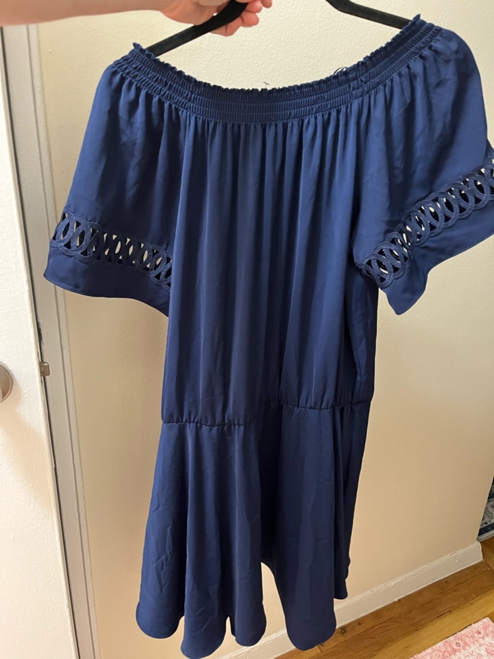 Ramy Brook Navy Elastic Off-Shoulder Dress Large